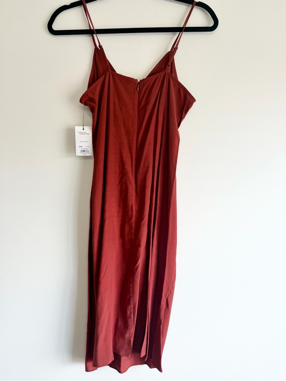 Nine West Rust Red Ruched Midi Slip Dress - Picture 3 of 6